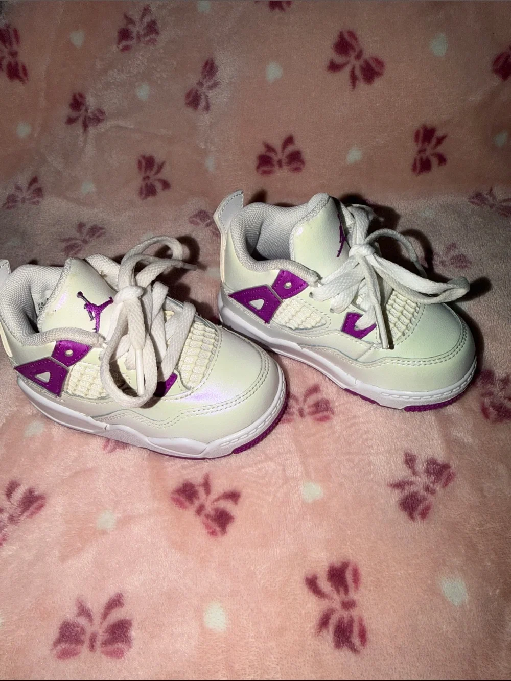 Jordan Baby Sneakers in White with Purple Accents